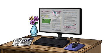 Auf einem Computerbildschirm sieht man das Faltblatt "Datenschutz für Kinder".